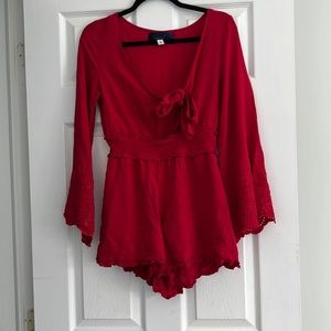 Red Lace Romper